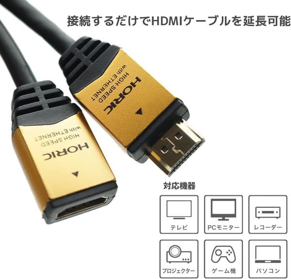 ゴールドHDMI延長ケーブル2m