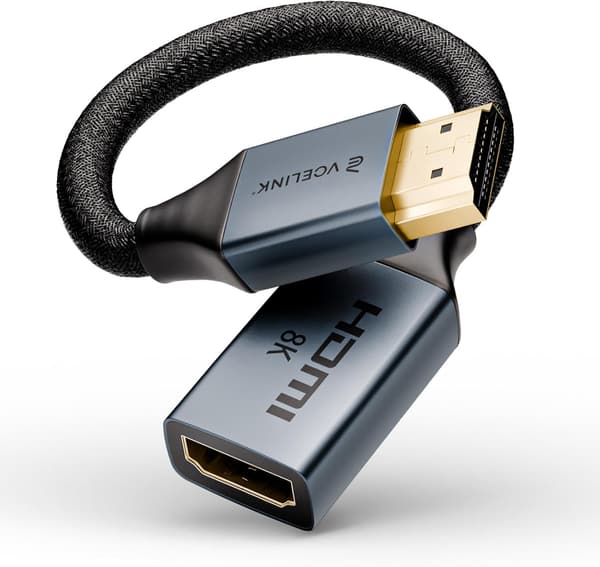 8K HDMI 2.1オス-メス延長ケーブル 48Gbps 18cm TV・ゲーム機・PC対応