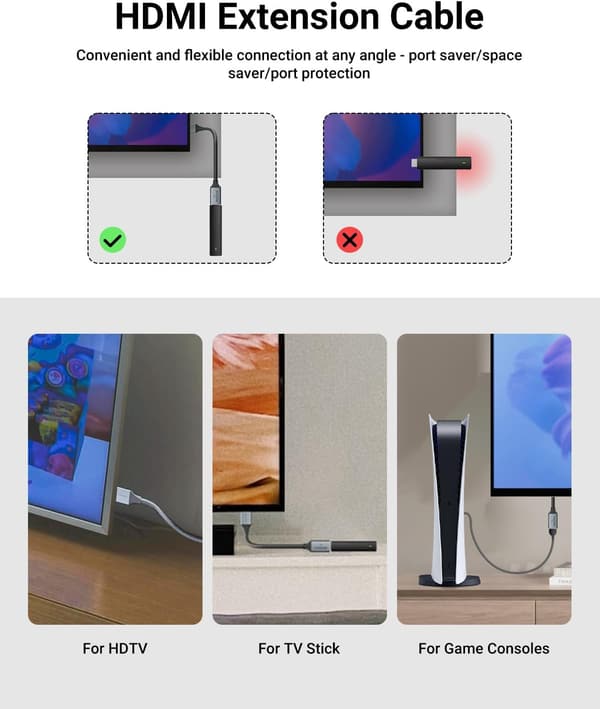 8K HDMI 2.1オス-メス延長ケーブル 48Gbps 18cm TV・ゲーム機・PC対応