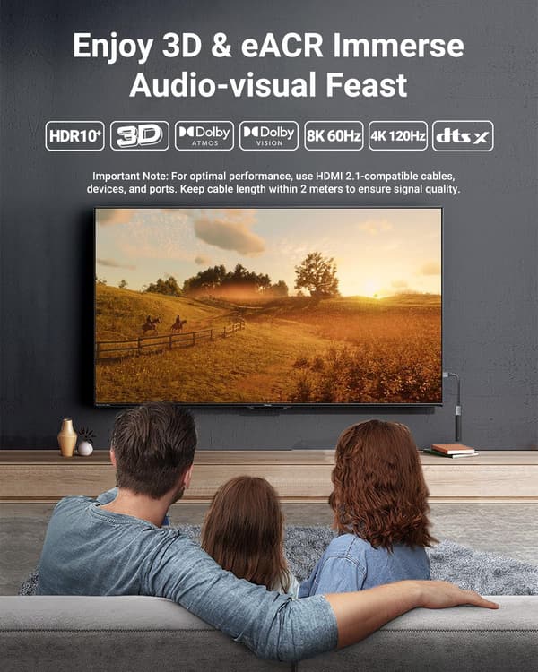 8K HDMI 2.1オス-メス延長ケーブル 48Gbps 18cm TV・ゲーム機・PC対応