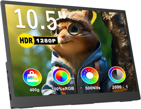 モバイルモニター 10.5インチ 1920x1280 IPS液晶 フルHD HDR スピーカー内蔵 Type-C/HDMI対応