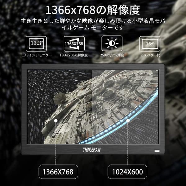 13.3インチHDMI対応小型液晶モニター - VESAマウント・スピーカー内蔵