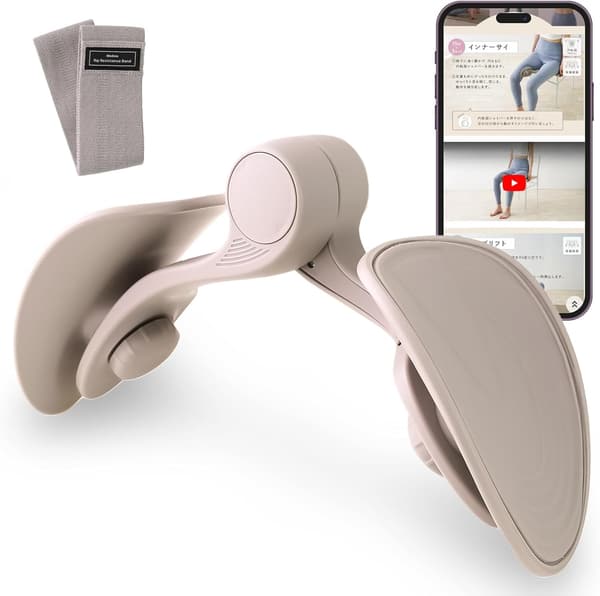 内転筋トレーニング器具【エクササイズバンド付き】360度回転パッド(負荷12kg)