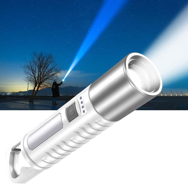 高輝度LED懐中電灯 - 180度広角COB作業灯・ズーム調節・Type-C充電式・防滴・軽量