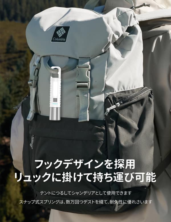 高輝度LED懐中電灯 - 180度広角COB作業灯・ズーム調節・Type-C充電式・防滴・軽量
