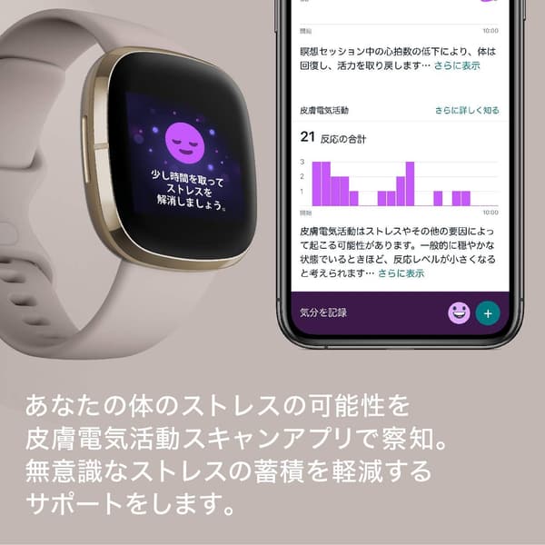 Fitbit Sense スマートウォッチ カーボン/グラファイト - Alexa＆GPS搭載、6日間以上のバッテリーライフ