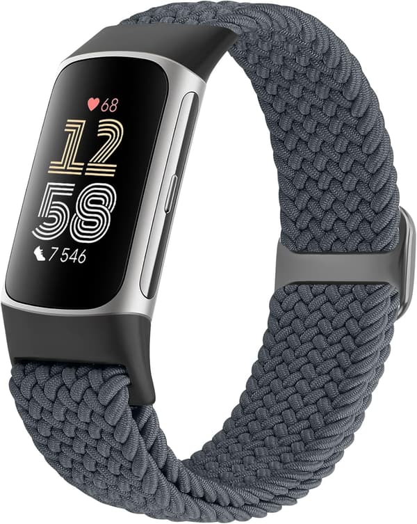 Fitbit Charge 6/5対応 調節可能なレディース・メンズ用ナイロン編み腕時計バンド