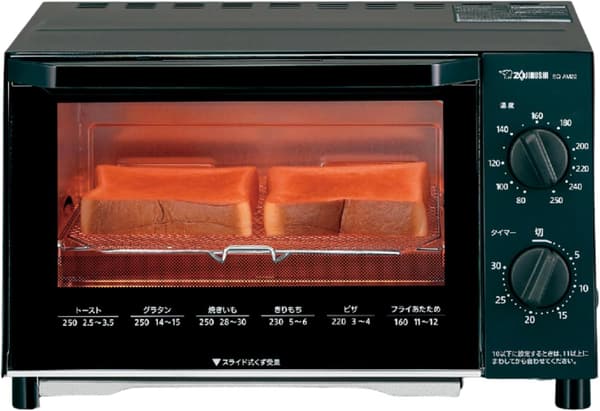 ブラック 温度調整機能付きオーブントースター 食パン2枚焼き こんがり倶楽部 EQ-AM22-BA
