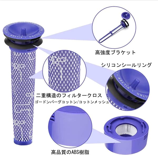 ダイソン V8/V7 用掃除機フィルターセット（上部フィルター1枚・プレフィルター1枚）
