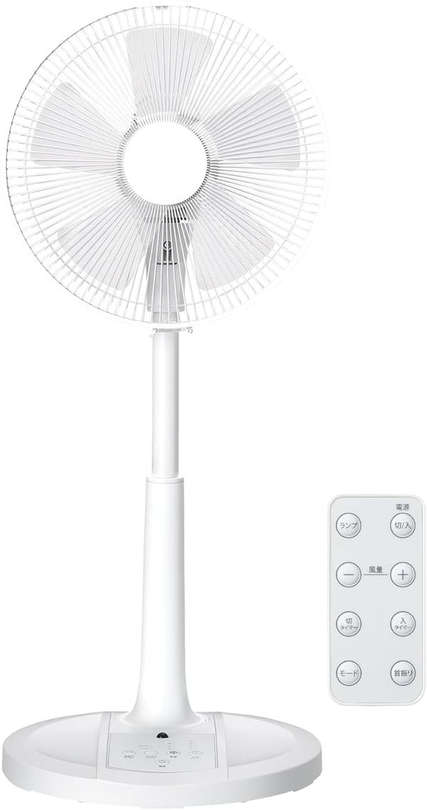 リモコン付き首振り扇風機 ホワイト KLF-303A/W 風量3段階 オン/オフタイマー付き