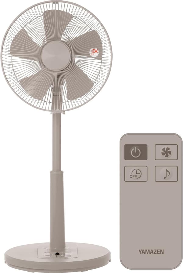 リモコン付き左右自動首振り扇風機 グレージュ 風量調節3段階・タイマー機能付き