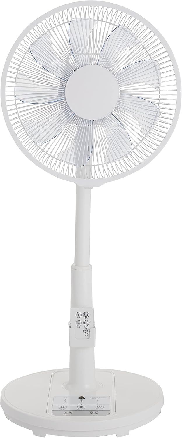静音DCモーターリビング扇風機 9枚羽根 リモコン付 ホワイト 30cm