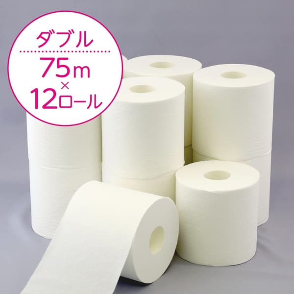 フラワーパック 3倍長持ち トイレットペーパー 75m ダブル 12ロール×4パック