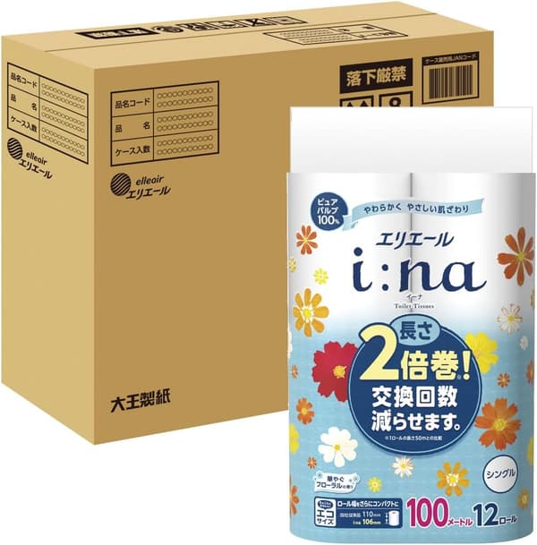 エリエール トイレットペーパー i:na 100m 36ロール ダブルパルプ100% フローラルの香り 【Amazon限定】