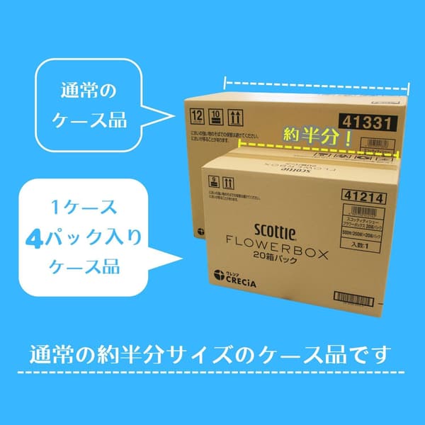 フラワーボックス ハーフケース 長持ちティシュー 500枚（250組）×4箱セット