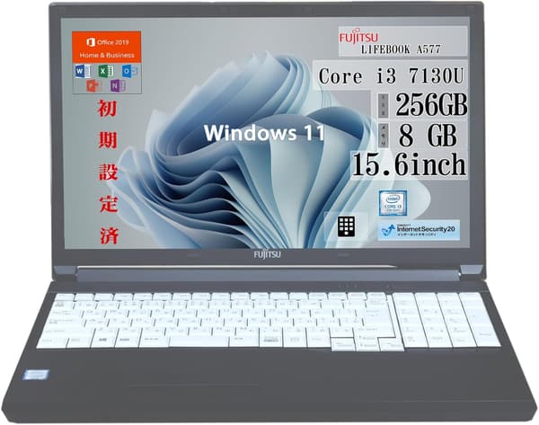 富士通 15.6インチ ノートパソコン A577 (整備済み品) - Win11 Pro, Office H&B 2019, Core i3, 8GB RAM, 256GB SSD