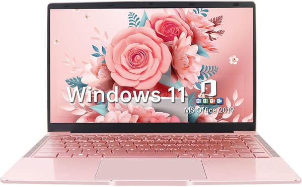 Windows 11 Pro・MS Office 2019搭載 14インチ高性能ノートPC（初心者向け・8Gメモリ・128G SSD・ローズゴールド）