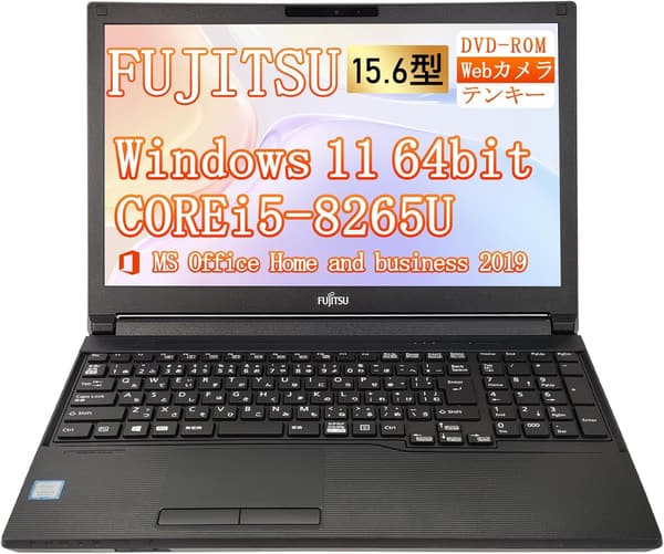 富士通 LIFEBOOK A579 15.6型 ノートPC (Core i5, Windows 11 Pro, Office 2019, 16GBメモリ, 256GB SSD, ブラック)
