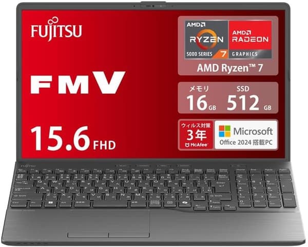 ノートパソコン 富士通 FMV LIFEBOOK WAA/J2 (AMD Ryzen 7/16GB/SSD 512GB/15.6型) Microsoft Office 2024搭載