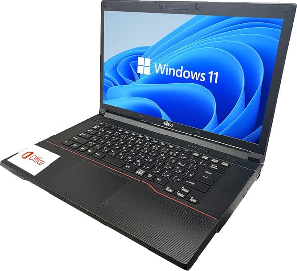 整備済み Fujitsu ノートパソコン A553 (15.6型, Celeron, 8GB, SSD256GB, Office 2019, Win 11 Pro, 無線マウス付属)