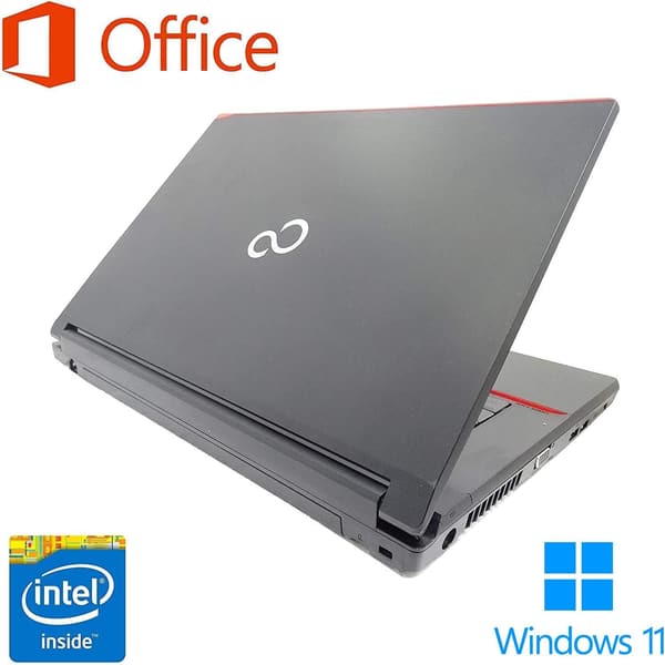 整備済み Fujitsu ノートパソコン A553 (15.6型, Celeron, 8GB, SSD256GB, Office 2019, Win 11 Pro, 無線マウス付属)