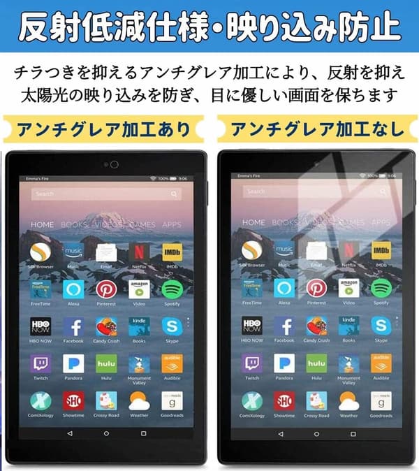 Fire HD 10/10 Plus（2021年）用ブルーライトカット全面保護フィルム 軽量・防指紋・アンチグレア