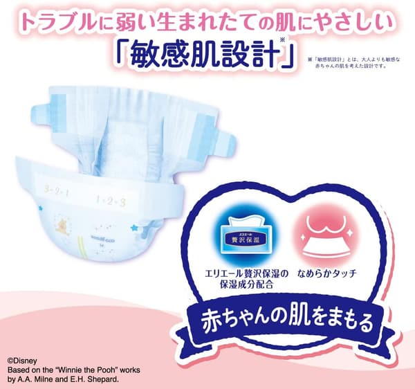 敏感肌用ディズニーデザインテープおむつ Sサイズ 82枚 (4~8kg) Amazon限定