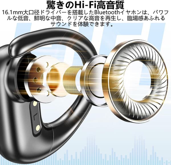 最新Bluetooth5.4対応 ワイヤレスイヤホン Hi-Fi音質 最大48時間再生 小型軽量 自動ペアリング ハンズフリー ブラック