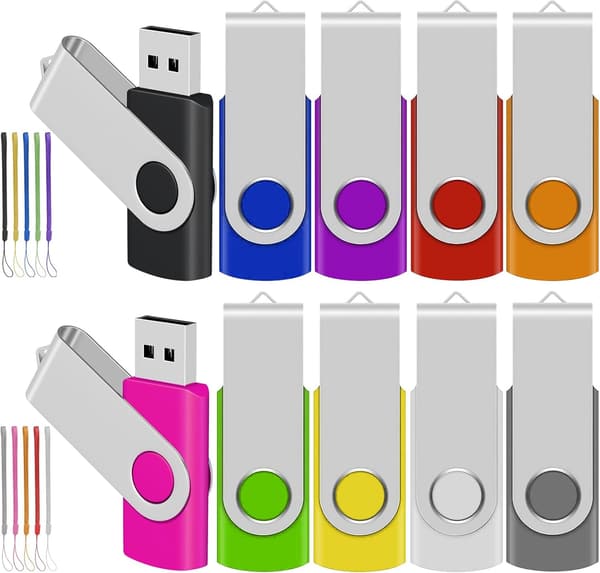 10色の回転式USBメモリ 512MB 10個セット USB2.0 ストラップ付
