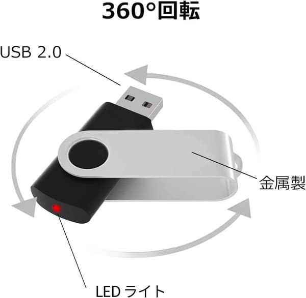 EASTBULL USBメモリ 8GB 10個セット 360°回転式 USB2.0 フラッシュドライブ