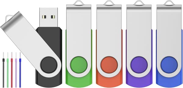 8GB USBメモリー 5個セット ミックスカラー スイング式 フラッシュドライブ