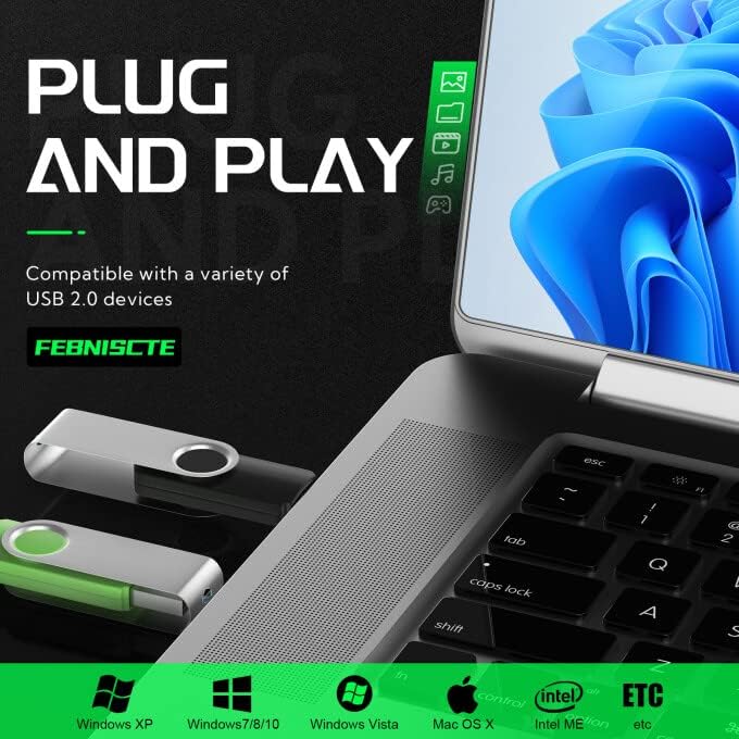 8GB USBメモリー 5個セット ミックスカラー スイング式 フラッシュドライブ