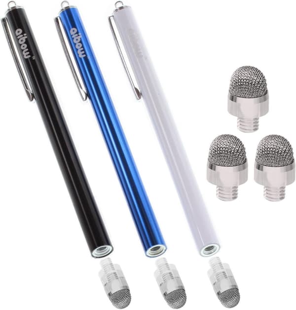 aibow タッチペン スタイラスペン 3本セット iPad/iPhone/Android対応 8mmペン先付き