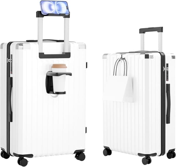 機内持込可能超軽量キャリーケース Sサイズ 40L ホワイト 360度回転 USBポート付き