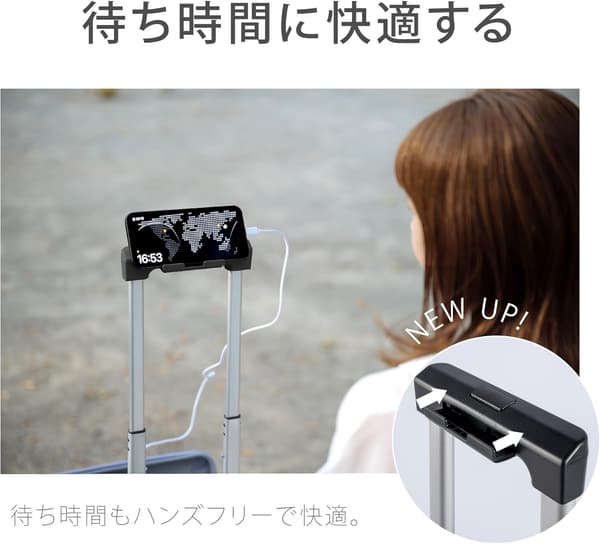 機内持込可能超軽量キャリーケース Sサイズ 40L ホワイト 360度回転 USBポート付き