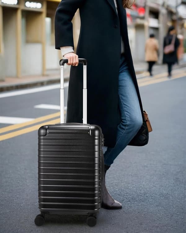 機内持ち込みSサイズスーツケース PC100%耐衝撃軽量ダブルキャスター 旅行ビジネス用 40L ブラック
