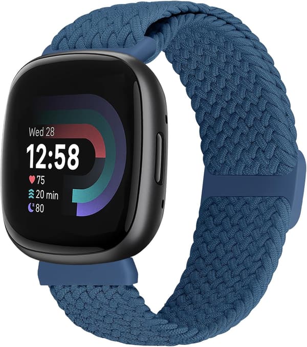 Fitbit Versa 3/4・Sense 2用 調整可能なストレッチナイロンリストバンド