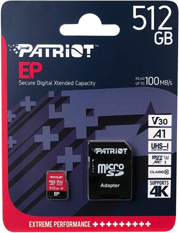 Patriot Memory MicroSDカード A1 V30 512GB Android最適化 Full HD & 4K用