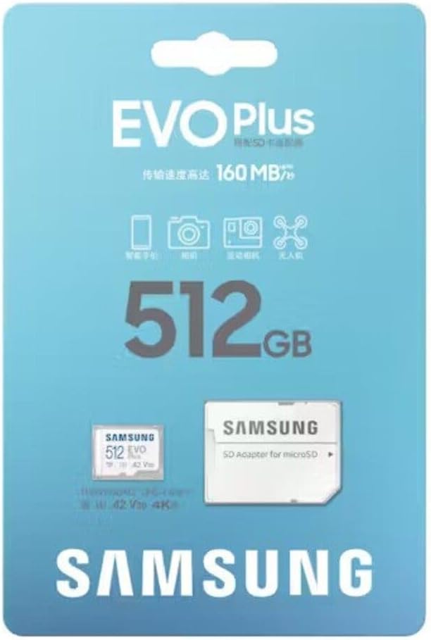 Samsung EVO Plus microSDXC 512GB 高速メモリーカード U3 V30 A2