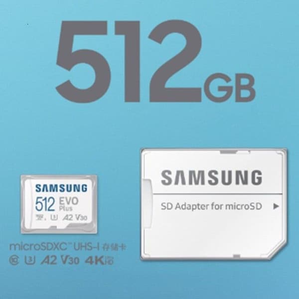Samsung EVO Plus microSDXC 512GB 高速メモリーカード U3 V30 A2
