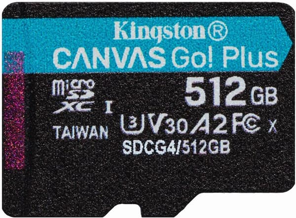 512GB microSDXC Canvas Go Plus 200MB/秒 A2 U3 V30 アダプタ付