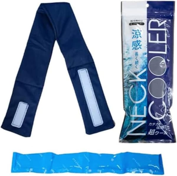 熱中症対策 保冷剤付きネッククーラー 洗える首用クールバンド (ディープブルー)