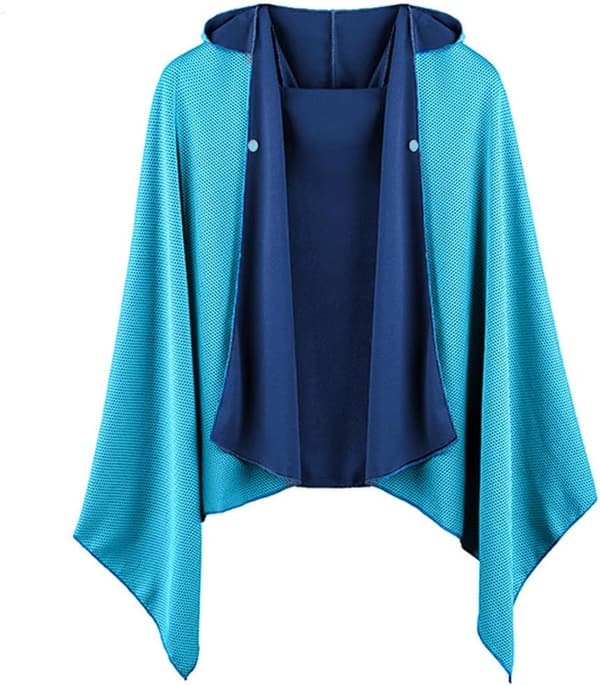 熱中症対策 冷感クールタオル ポンチョタイプ (ブルー)