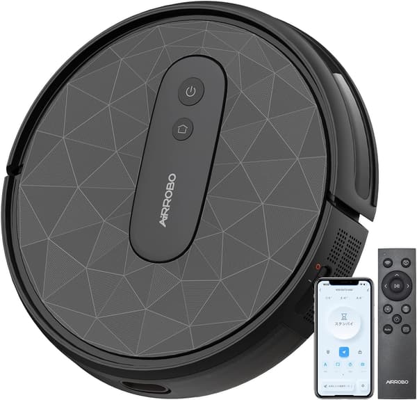 WiFi対応 自動掃除機 黒 2800Pa吸引力 静音設計 リモコン・Alexa対応