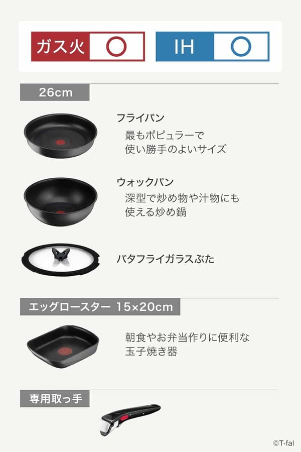 取っ手が外せる鍋フライパンセット 5点 IH対応 軽量で使いやすい ブラック L866S5