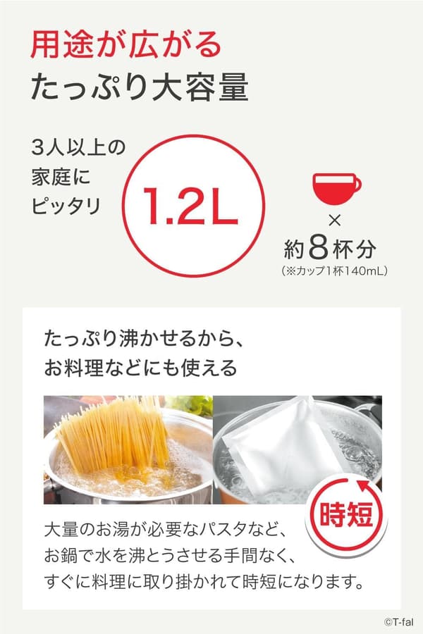 大容量1.2L ティファール 電気ケトル 「ジャスティン プラス ホワイト」