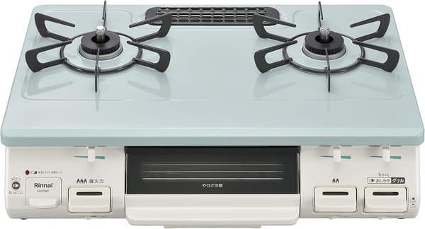 リンナイ ガスコンロ 片面焼グリル 左強火力 幅60cm プロパン用 パステルミント