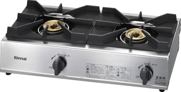 業務用プロパンガス2口ステンレス鋼ガスコンロ RSB-211A-LP