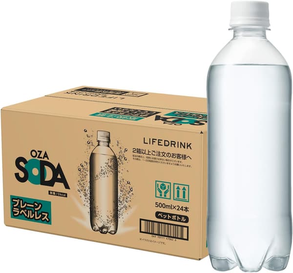 強炭酸水 OZA SODA ラベルレス 500ml×24本
