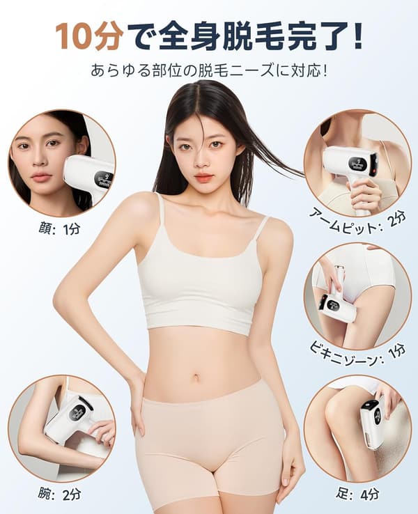 家庭用脱毛器【サロン級IPL光技術/無痛】男女兼用 100万発耐久 VIO・全身対応